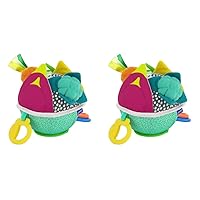 Infantino Busy Lil’ Sensory Ball - 9 Activities, Teether, Selfie Mirror, Rattle Sounds, Encourages Fine and Gross Motor Skill Development, for Babies 3M+ (Pack of 2)