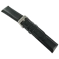 19mm deBeer Black Genuine Glove Leather Padded Stitched Mens Watch Band