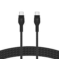 Belkin BoostCharge Pro Flex Braided USB-C to USB-C Charger Cable (2M/6.6FT), USB-IF Certified Power Delivery PD Fast Charging Cable for iPhone 15 Series, MacBook Pro, iPad Pro, Galaxy S23, S22 - Black