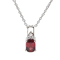 Hiflyer Jewels 925 Sterling Silver Natural Red Garnet and White Topaz Gemstone Pendant With Chain 925 Stamp Jewelry | Gifts For Women And Girls