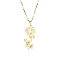 VASSAGO Lotus Flower Om Necklace for Women Girls Unalome Lotus Pendant Om Aum Ohm Symbol Yoga Necklace with Lotus Flower Charm Stainless Steel Spiritual Jewelry Buddism Gift