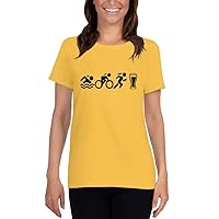 I/M IvaMichele Women’s Triathlon Swim/Bike/Run/Beer 100% Cotton T-Shirt