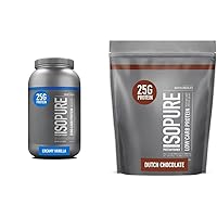 Isopure Whey Protein Isolate Powder with Vitamin C & Zinc, Creamy Vanilla 44 Servings 3 Pounds and Dutch Chocolate 14 Servings 1 Pound