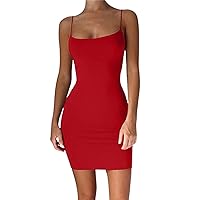Solid Summer Slim Fit Strap Short Dress Off Shoulder Sexy Stretch Dress Dress for Women Small