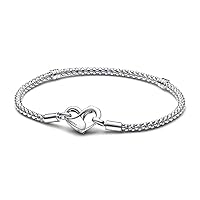Pandora Moments Studded Chain Bracelet - Compatible Moments Charms - Sterling Silver Charm Bracelet for Women - Mother's Day Gift - With Gift Box - 6.7