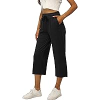 Casual Pants for Women with Pockets Petite Waist Casual Sporty Wide Leg Cotton Pants for Women