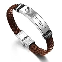 I DID That America Flag Funny Political Wrap Leather Bracelet Bangle for Men Women Humor I Did That That's All Me Jewelry, Black, Brown