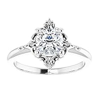 1 CT Cushion Cut Engagement Ring Moissanite VVS Colorless Wedding Ring for Women Her Bridal Gift Anniversary Promise Rings 925 Sterling Silver Halo Antique Vintage