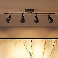 Pro Track Denise 4-Head 6.5W LED Ceiling Track Light Fixture Kit Spot-Light GU10 Dimmable Directional Brown Bronze Finish Metal Transitional Kitchen Bathroom Living Room Dining Hallway 32