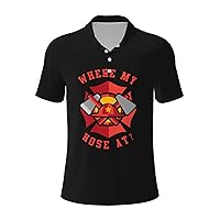 Where My Hose at Fireman Men’s Polo Shirts Casual T-Shirt for Men