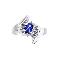 Rylos Rings for Women Sterling Silver Ring Classic 6X4MM Gemstone & Halo of Diamond Ring Birthstone Jewelry for Women Sterling Silver Rings for Women Diamond Rings for Women Girls Size 5,6,7,8,9,10
