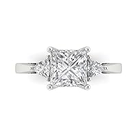 Clara Pucci 2.32 ct Brilliant Princess Cut Synthetic Yellow Moissanite 14k White Gold 3 Stone anniversary Wedding Engagement Ring