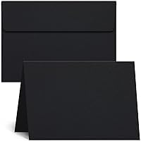 Blank Cards and Envelopes 100 Pack: Ohuhu 5 x 7 Heavyweight Black Colored Folded Cardstock and A7 Envelopes for DIY Greeting Cards Wedding Birthday, Invitations Thank You Cards and All Occasion