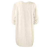 Women's Cozy Plush Long Sleeve Dress Soft Chenille Sweater Dresses Casual Knitted Pullover Midi Dress for Fall