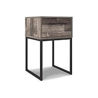 Signature Design by Ashley Neilsville Industrial 1 Drawer Nightstand, Butcher Block Gray