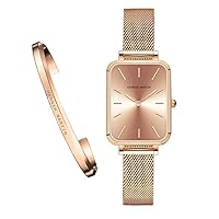 Little Square Ladies Watches,Cute Women Wrist Watches,Vacuum Plating Stainless Steel,Japanese Quartz,Waterproof,Rose Flowers Giftable Packing for Women Ladies Girls……