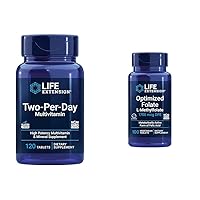 Life Extension Two-Per-Day 120-Tablet Multi-Vitamin & 1700mcg Optimized Folate 100-Tablet Heart & Brain Support Bundle