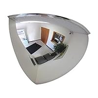 18” Acrylic Scratch Resistant Quarter Dome Mirror with Plastic back, Round Indoor Security Mirror for Driveway Safety Spots, Outdoor Warehouse Side View, Circular Wall Mirror for Office Use - Vision Metalizers (DSR1814)