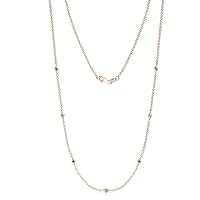 7 Station Blue Topaz & Natural Diamond Cable Petite Necklace 0.16 ctw 14K Rose Gold