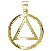 Large AA Sobriety Charm Pendant in 14K White Gold Finish