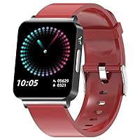 Smartwatch (Answer/Dial), 1.72-inch Smartwatch for Men and Women, IP68 Waterproof, Fitness Activity Tracker, Heart Rate Sleep Monitor, Pedometer, Smartwatch for Android iOS (Black+Red, Black)