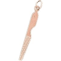 Solid 14K Rose Gold Nail File Pendant - 33 mm