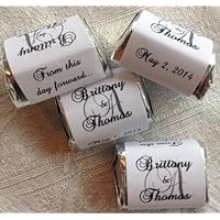 GUSGU 300 Personalized Monogram Wedding Candy Wrappers/Stickers/Labels (Make Your own Event or Party Favors Using Your Hershey Nugget Chocolates)+