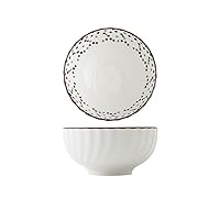 Snaked 4.5 inch colored ceramic bowl, antique thread embossed bowl, a set of 6 kitchen bowls for grain, rice, soup, oatmeal, salad, Lamian Noodles, microwave refrigerator, dishwasher and oven