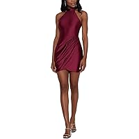 Blondie Nites Womens Juniors Halter Mini Cocktail and Party Dress