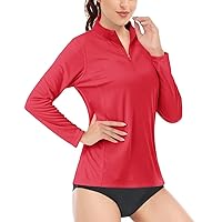 Boladeci Women's Rash Guard Long Sleeve UPF 50+ Sun Protection 1/4 Zip Lightweight UV SPF Swim Shirts for Women