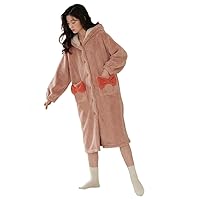 Coral Velvet Pajamas Winter Women's Hooded Plush And Thickened Autumn And Winter Pajamas Home Clothing Set