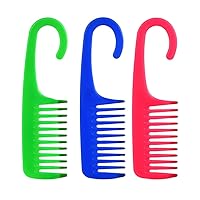 3 Pack Shower Combs w/Hook Wide Tooth Dry Wet Hair Gently Detangling Durable