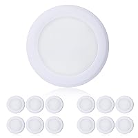 12Pack Surface Mount LED Ceiling Light, 6 Inch Low Profile Dimmable Flush Mount LED Disk Light, Installs into J-Box or Recessed Can, Energy Star & ETL-Listed, 15W 1000LM 3000K Warm White