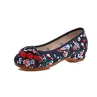 Women and Ladies' Flower Print Shoes Sandals Cheongsam Shoe Blue