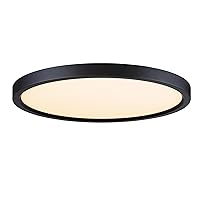 Westinghouse Lighting 6133600 Traditional One-Light, 15 Inch 30 Watt Dimmable LED Indoor Flush Mount Fixture with Color Temperature Selection, Black Finish, White Acrylic Shade