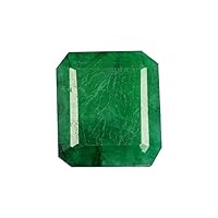 GEMHUB 14 x 13 mm 11.10 Ct. Brilliant Emerald Cut Certified Natural Green Emerald Loose Gemstone for Ring
