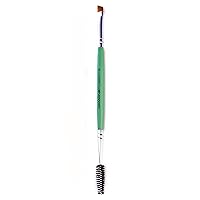 The Two-in-One Damone Roberts Brow Shadow and Eyeliner Brush - Professional Quality, Designed for Years of Use - Luxurious Pahmi Bristles and Spooly End - Brow and Lash Brush Green
