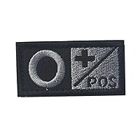 Tactical Blood Type Badge, Nylon Embroidered Hook and Emblem Appliques Decorative Patches Type O POS
