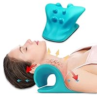Neck and Shoulder Relaxer, Cervical Traction Device for Muscle Tension Relief, Neck Stretcher for TMJ Pain Relief and Cervical Spine Alignment, Chiropractic Pillow, Light Blue