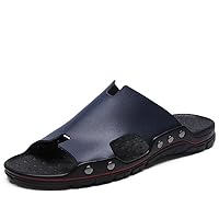Men's Sandals Slide Shoes Beach Slippers Sliders Slides Beach Shoes Summer Leather Slip On Casual Leisure Light-weight Breathable Flats For male