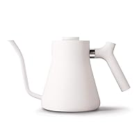 Fellow Stagg Stovetop Pour-Over Coffee and Tea Kettle - Gooseneck Teapot with Precision Pour Spout, Built-In Thermometer, Matte White, 1 Liter