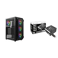 GAMDIAS ATX Mid Tower Gaming Computer PC Case with Side Tempered Glass & Thermaltake Smart 700W 80+ White Certified PSU, Continuous Power with 120mm Ultra Quiet Fan