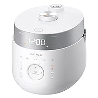 CUCKOO IH Twin Pressure Small Stainless Steel Rice Cooker 10 Cup Uncooked & 20 Cup Cooked with Induction Heating, LED Touch Controls, Reheat Option (White)