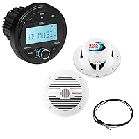BOSS Audio Systems Marine Receiver + Two 6.5 Inch White Speakers + Antenna