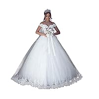 Fanciest Women's Lace Wedding Dresses for Bride 2024 Ball Gowns White