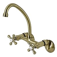 Kingston Brass Kingston 6-Inch Adjustable Center Wall Mount Kitchen Faucet, Antique Brass