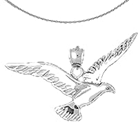 Silver Bird Necklace | Rhodium-plated 925 Silver Seagull Pendant with 18