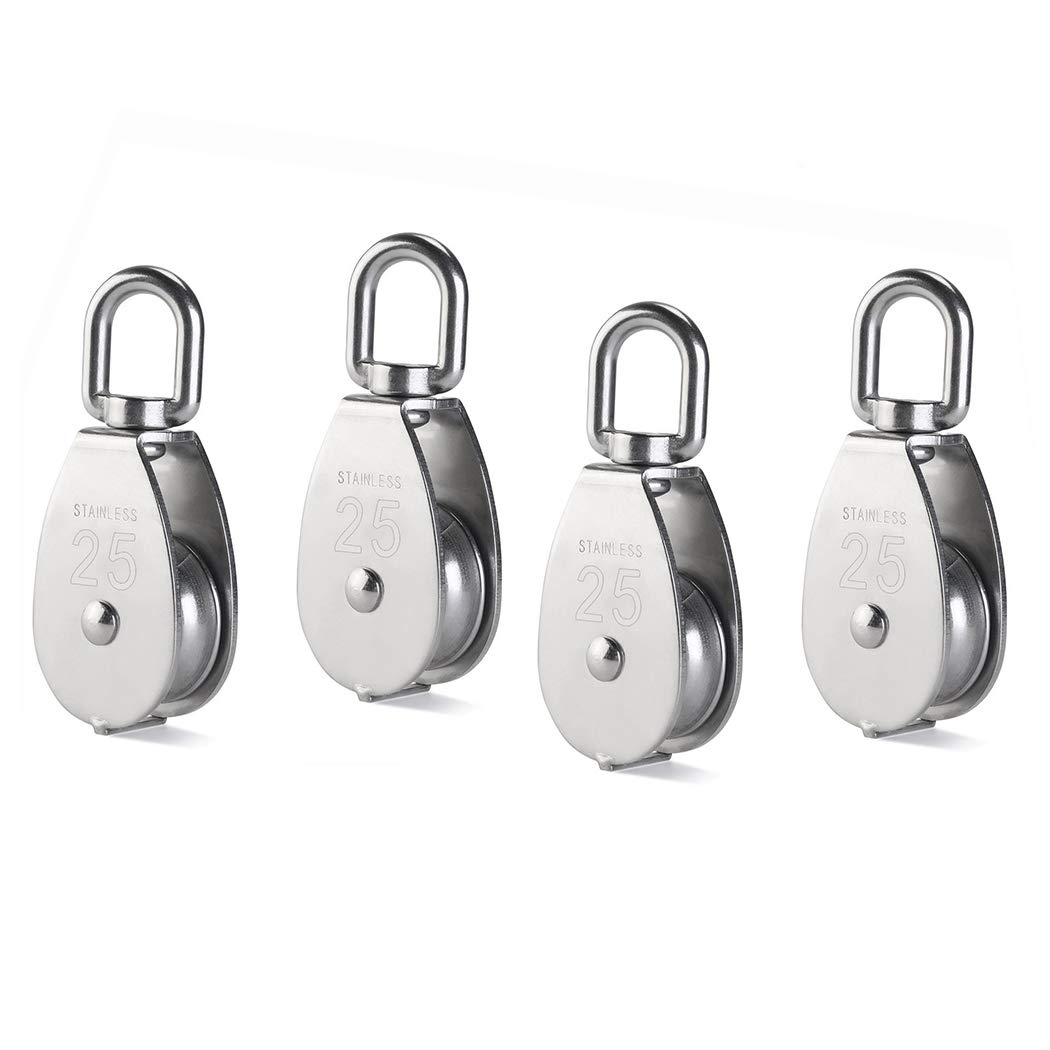 Mua 4Pcs M25 Single Pulley Block, Creatiees 304 Stainless Steel Pulley  Roller, Crane Swivel Hook Smooth Wire Rope Cable Loading 150 kg trên   Anh chính hãng 2024