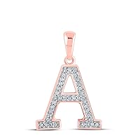 The Diamond Deal 10kt Rose Gold Womens Round Diamond Initial A Letter Pendant 1/12 Cttw