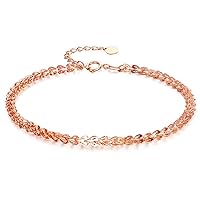 Solid 18k Gold Link bracelet for Women Real Gold, Dainty Cute Tiny Bead Thin Italian Adjustable Chain Gift for Her, Pure Gold With Certificate Fine Bride Jewelry for Wedding Prom, 6.1 to 7.3 inches